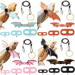 Adjustable Reptile Harness Leash with Cute Wing Design for Bearded Dragons & Small Reptiles Multiple Colorful Wing Lizard Leash for Outdoor Walking
