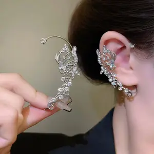 Adjustable Butterfly Ear Cuff No Piercing Required - Sparkling Cubic Zirconia Ear Wrap Jewelry