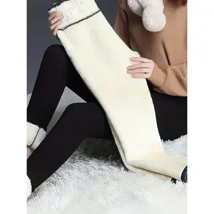 Women's High-Waisted Leggings UR12330 88% Polyester 12% Spandex Stretch Knit Fabric Solid Color Long Length Street Style Fall/Winter Warm with Fake Buttons Detail