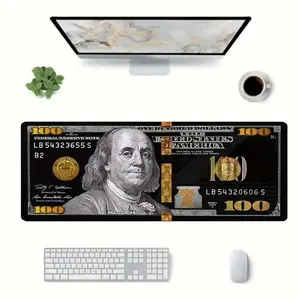 Creative Money Print Extended Keyboard Mouse Pad, Summer Gift, Gaming Room Essentials, Non-Slip Game Mouse Pad, Home Office Desk Accessory, Office Gadgets