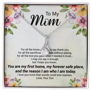 To My Mom – Forever Safe Place Heart Necklace | Emotional Gift From Son | Mother's Day Gift