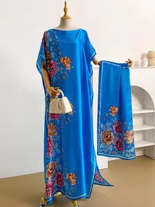 Women's Elegant Floral Print Silk Scarf Set, Soft Thin Woven Fabric Shawl, Soft Texture, All-season Fashion Accessory, Perfect for Casual & Formal Occasions, Floral Pattern Shawl