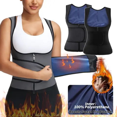 Adjustable  Waist Trainer for Women Sweat Trimmer Band Sauna Suit Vest Waist Trimmer for Women, Workout Faja  Vest, Sauna Body Shaper Shirt with Zipper Belt Sports Undershirt, Athletic Fashion Activewear Shaping Top Sports Use