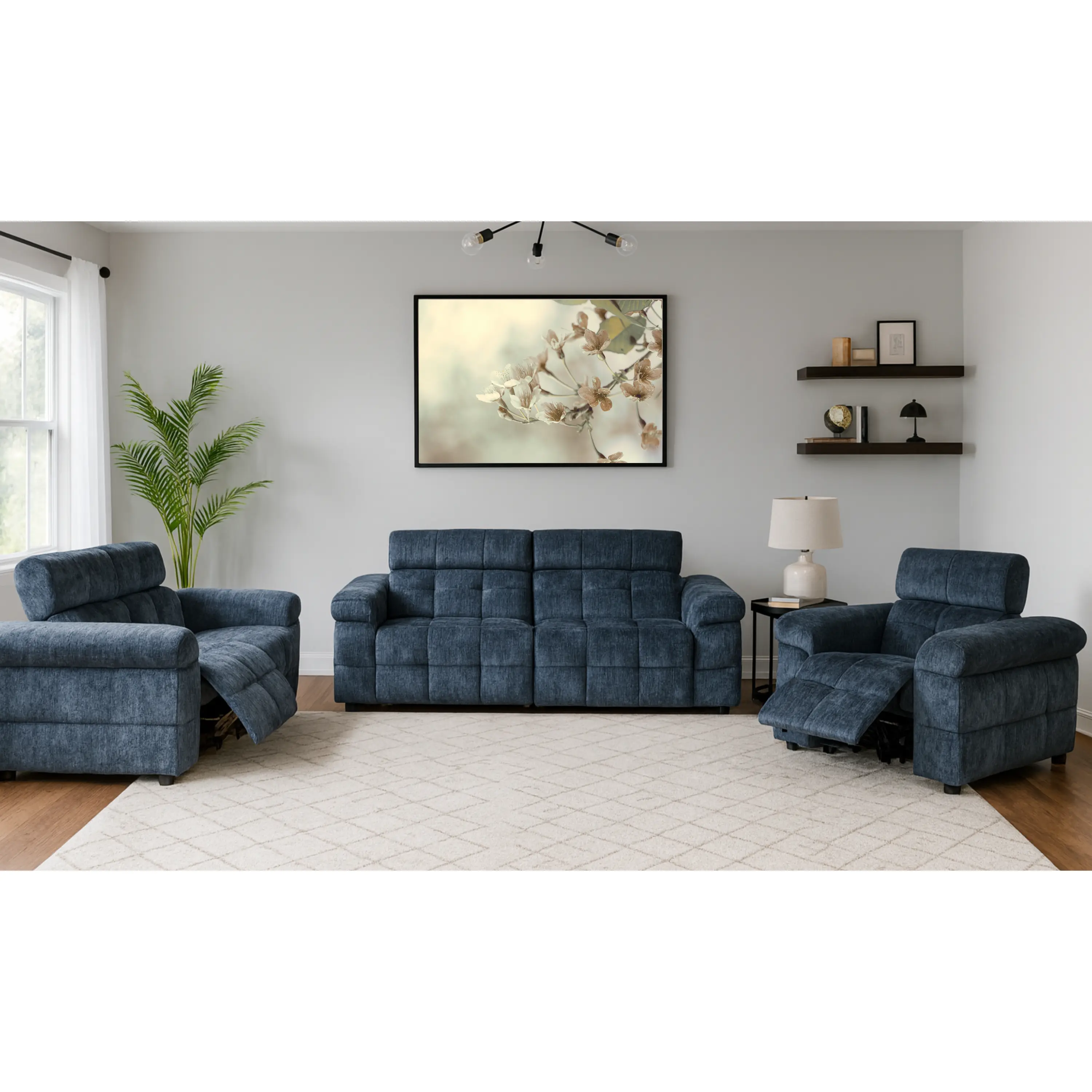 Klaussner Soffio Fabric Reclining Living Room Collection - Modern Sofas Set with Active Relaxation, Adjustable Headrest, Discreet Side-Mounted Touch Panel, Precision Movement, Quiet Rest