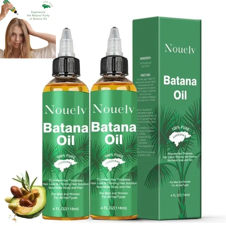 Nouelv Original 100% Pure Natural Batana Oil for Adults - Gentle Alcohol-Free Scalp Growth Oil, Hair Growth Treatment, Frizz Control, Split Ends Repair, Volume Boost, Thickener for Thicker Stronger Hair