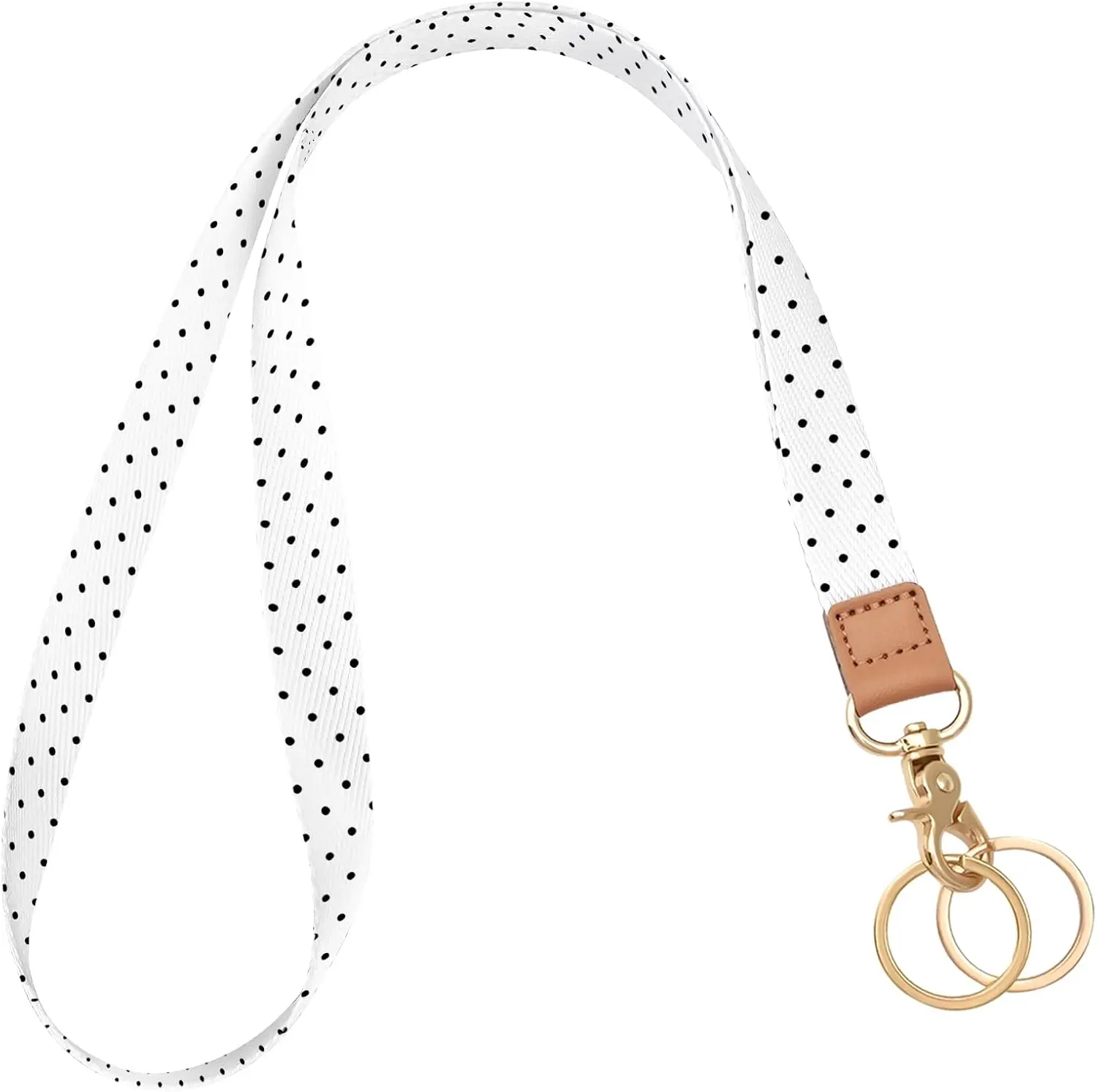 Lanyards for ,  Lanyards for ID Badges with Metal Hook, Cute Lanyard  for Women, White Polka Dots