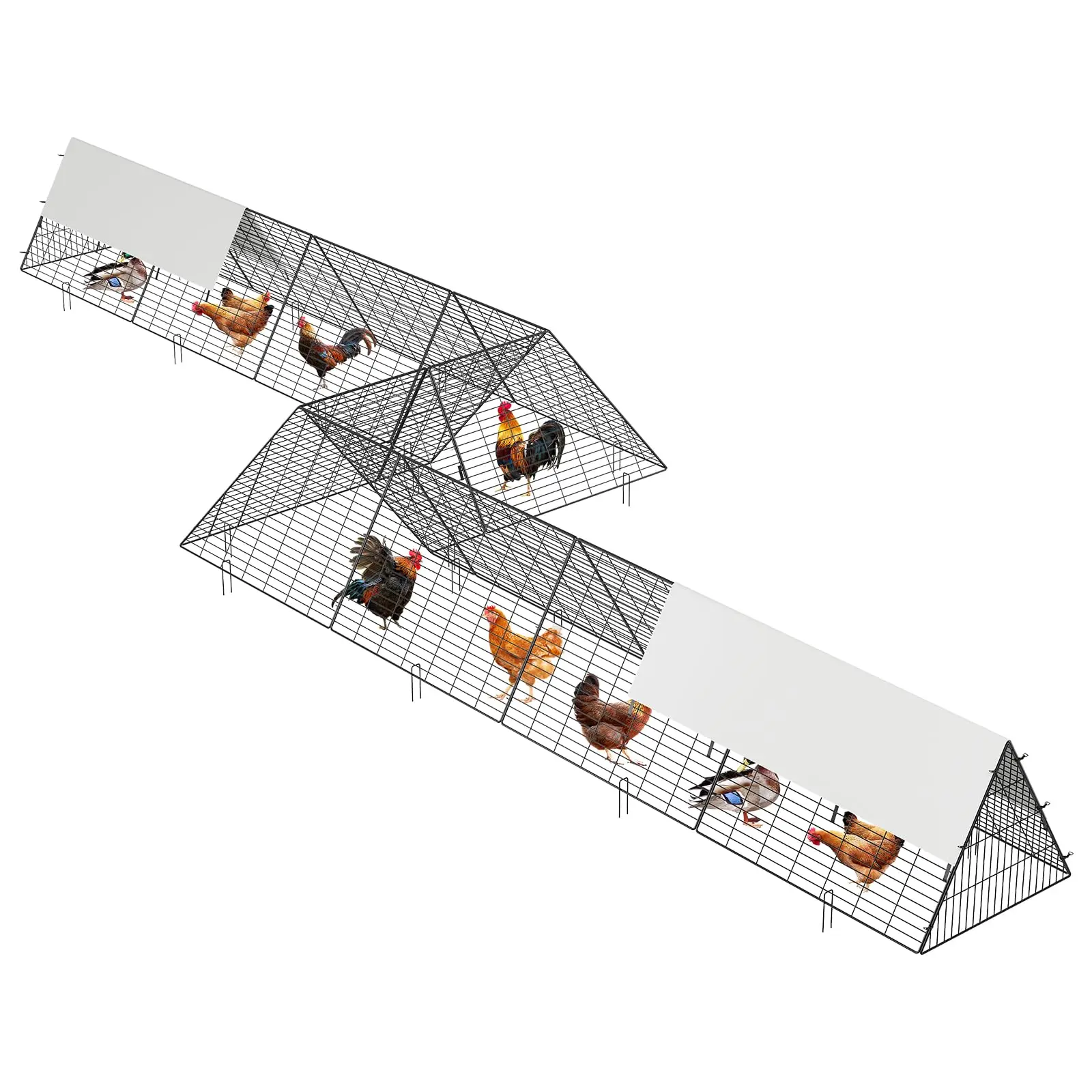 Garvee Set of 2 Large Chicken Tunnels with Metal Frames – Outdoor Poultry Run Cage, Waterproof & UV-Resistant Cover – Easy to Install, Sturdy and Portable for Hens, Ducks, and Rabbits