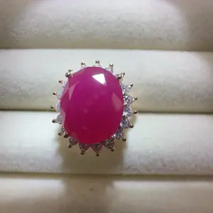 <PingEast jewelry > Ruby ring202----925 Sterling Silver with non heated 10*12mm 10-Carat Natural Burmese Ruby, Including One Ring and a Pair of Earrings, Certificate Included