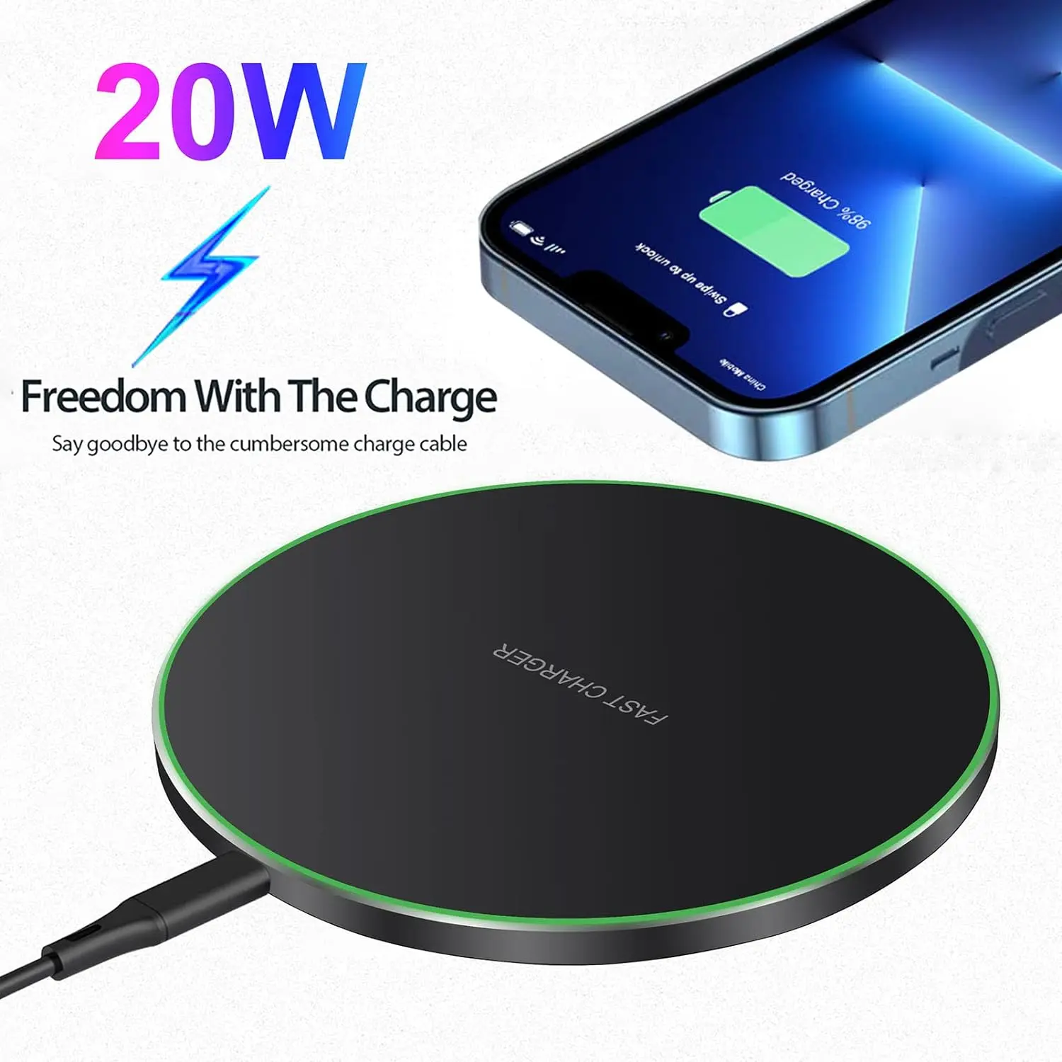 2 Pack Fast Wireless Charger,20W Max Wireless Charging Pad Induction Charging Station for iPhone 17 Pro Max-11/Airpods,Samsung Galaxy/Buds,LG/Pixel,back to school,back to school haul