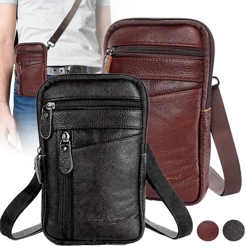 Unisex Fashion Soft Leather Phone Shoulder Holster - Portable No-Bulk Crossbody Bag, Slim Durable for <6.9 in Smartphones, Ideal for Daily Carry & Walking Sports