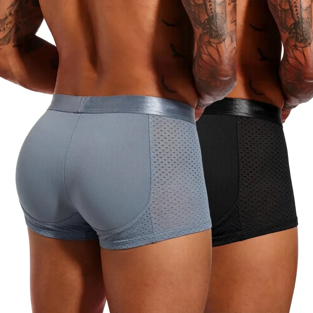 2/3PCS Seamless Men Butt Padded Underwear Back Enhancing Boxer Briefs Gym Athletic Hip Lifting Men's Underwear Mens Boxer Mens Padded Underwear Boxer