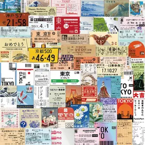 Vintage Travel Sticker, Art Stickers, Decal Sticker, Decoration Sticker, 60/1200pcs/set Sticker Card, Retro Japan Pattern Decorative Sticker for Phone Case Water Bottle Room Wall, Ornaments
