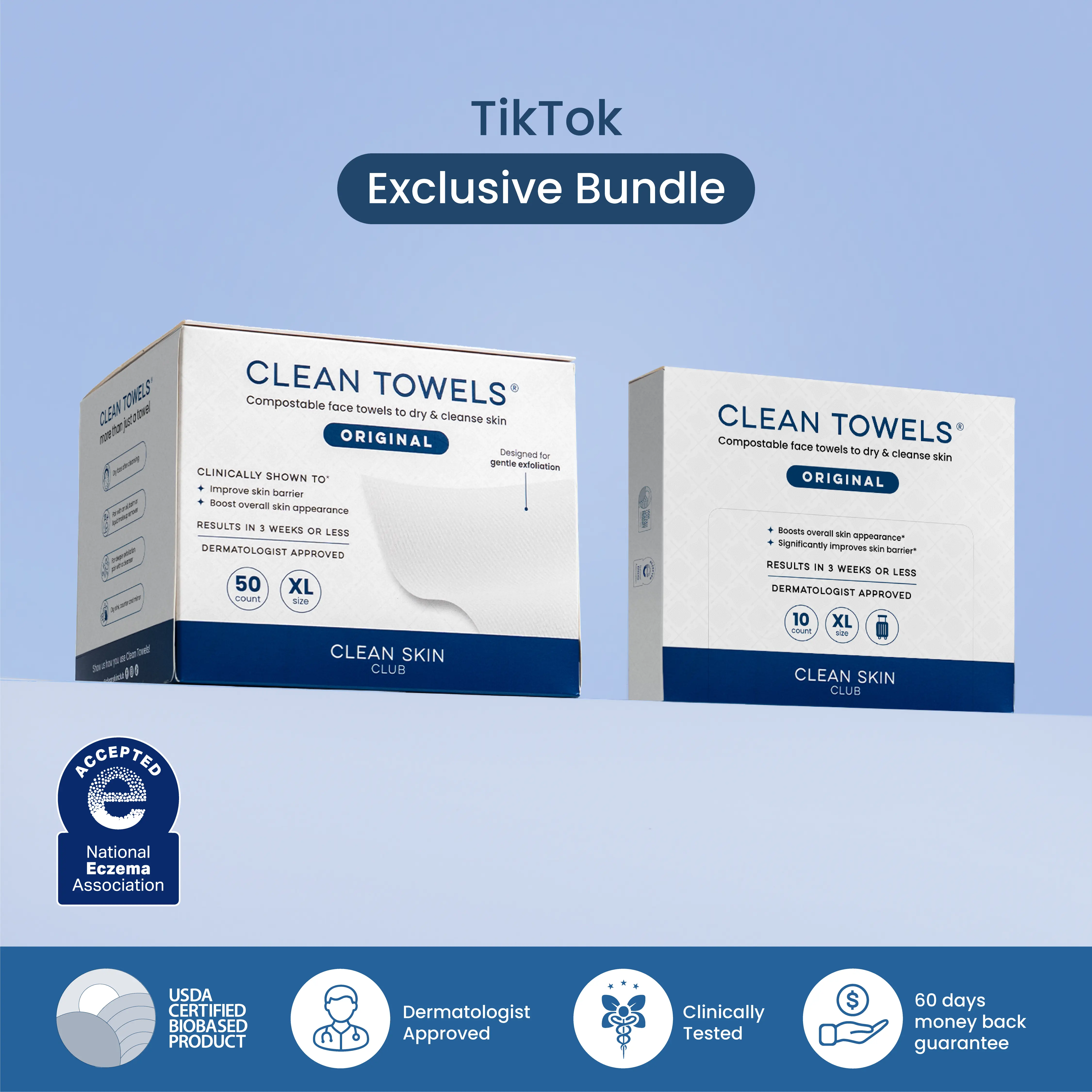 Original Clean Towel Bundle: 50 count + Travel 10 count