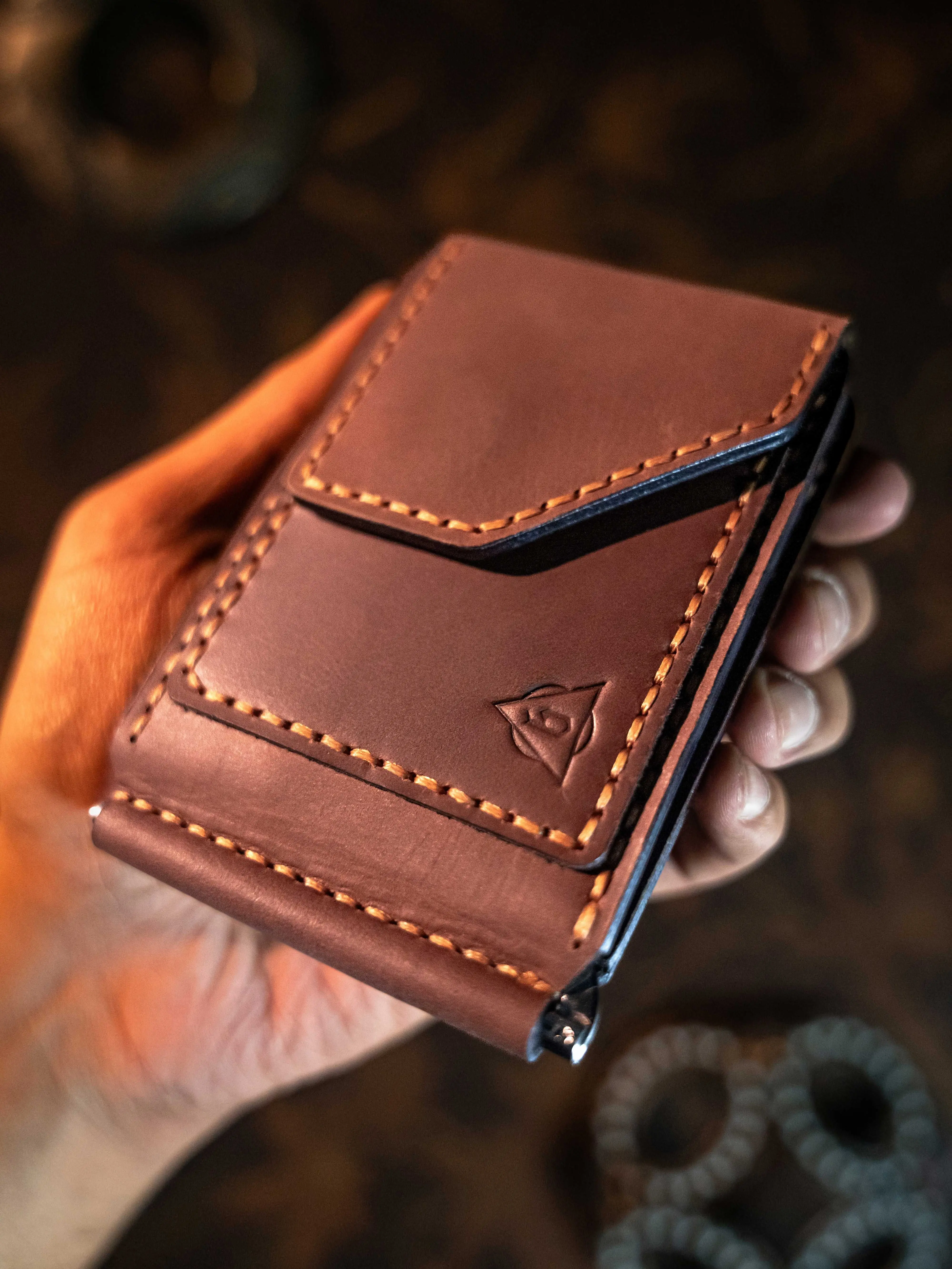 Beel Leather Handmade Money Clip Wallet - Magnetic Closure - Hand Burnished Edges - Best Gift For Dad, Anniversary Gift, Birthday Gift