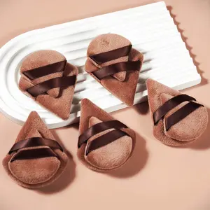 10pcs Triangle Velvet Soft Makeup Powder Puff, including 5 Powder Puffs & 5 Mini Powder Puffs, Specifically Designed for Contouring, Eye and Corner Areas, Beauty Puff for Foundation Mixing, Suitable for All Skin Types