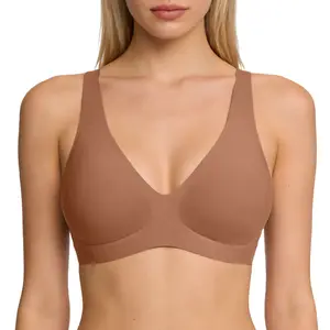 Womens Comfortable Wireless Jelly  Bras Bralettes  Tshirts Bras Deep V Everyday Bras plus size bra   Plunge Bralette Comfortable support