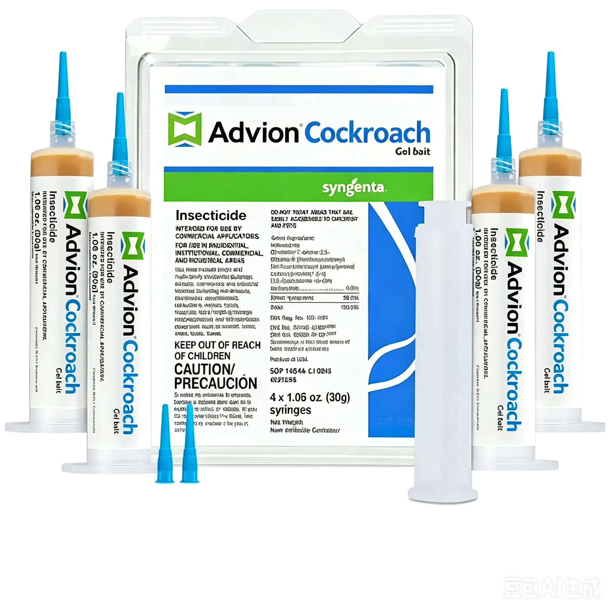 Advion Cockroach Gel Bait, 4 Tubes x 30-Grams, 4 Plunger and 4 Tips, German Roach Insect Pest Control, Indoor and Outdoor Use, Roach Killer Gel for American, German and Other Major Cockroach Species