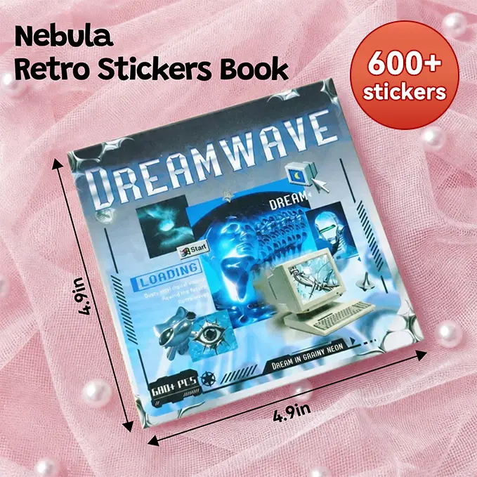 1 Pack 30 Sheet Dreamwave Y2K Sticker Book - 30 Unique Holographic Dreamcore, Vaporwave & Cyberpunk Stickers for Junk Journal, Scrapbooking, Planner and DIY Crafts #sticker #aesthetic