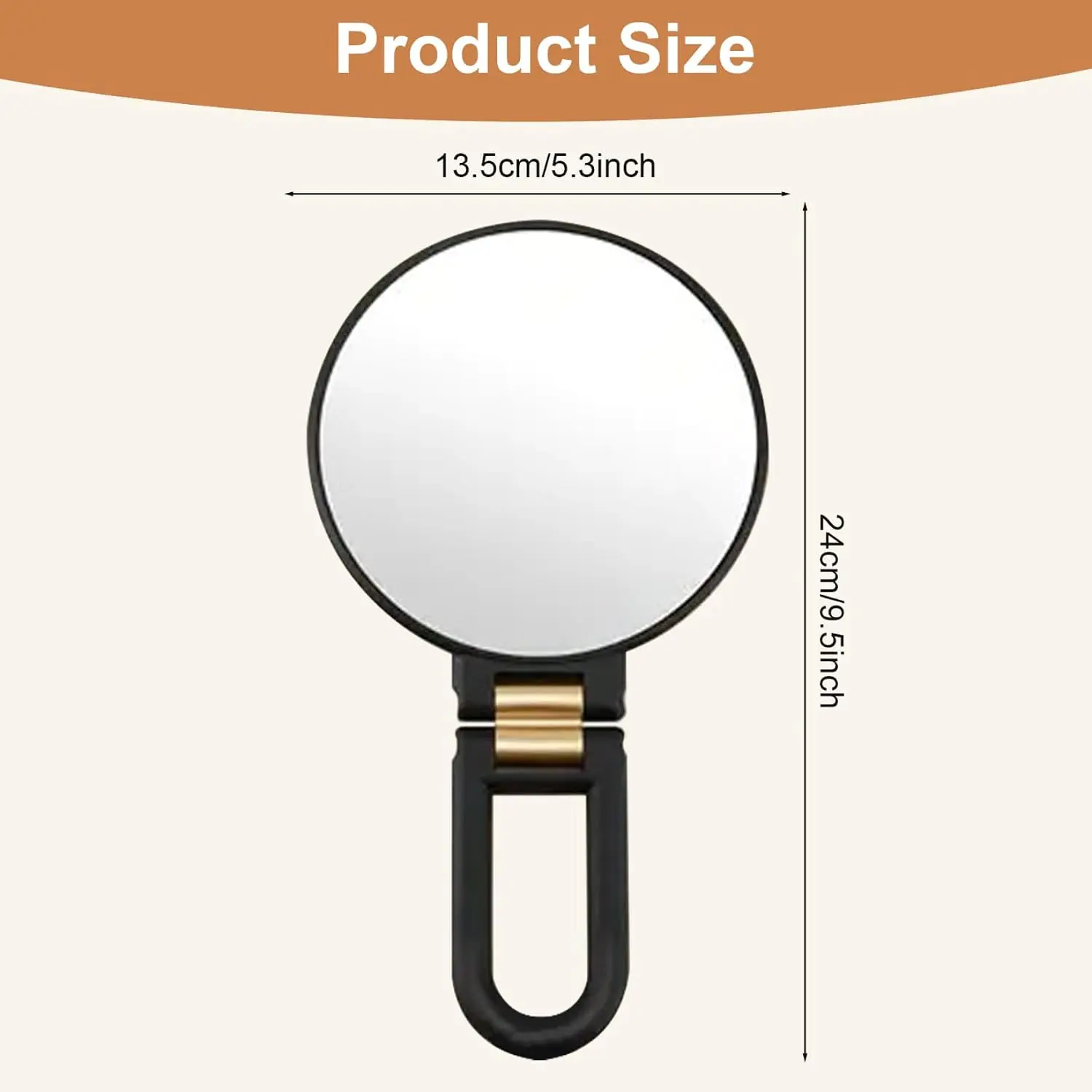 50X Magnifying Mirror, Hand Mirror with Handle, Double Sided Handheld Mirrors, Foldable Travel Makeup Mirrors with 360°Rotation Pedestal for Precision Makeup, Black