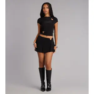 Too Cute To Miss Heart Cutout Mini Skirt