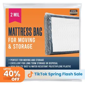 Utopia Home Mattress Cover for Moving, 2 Mil & 4 Mil Heavy Duty Plastic Mattress Bag for Disposal, Mattress Encasement Fits Mattresses up to 14 Inches, Mattress Bags for Moving