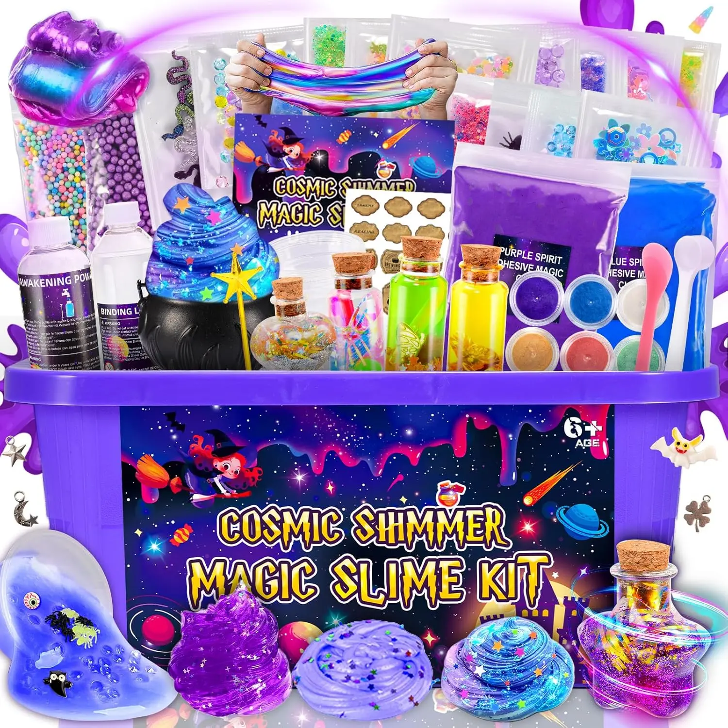 Halloween Fall Gift Magic Galaxy Slime Kit  | DIY Butter Slime Set with Glitter & Galaxy Stickers | Creative Sensory Toy & Birthday Gift for Kids 6–12