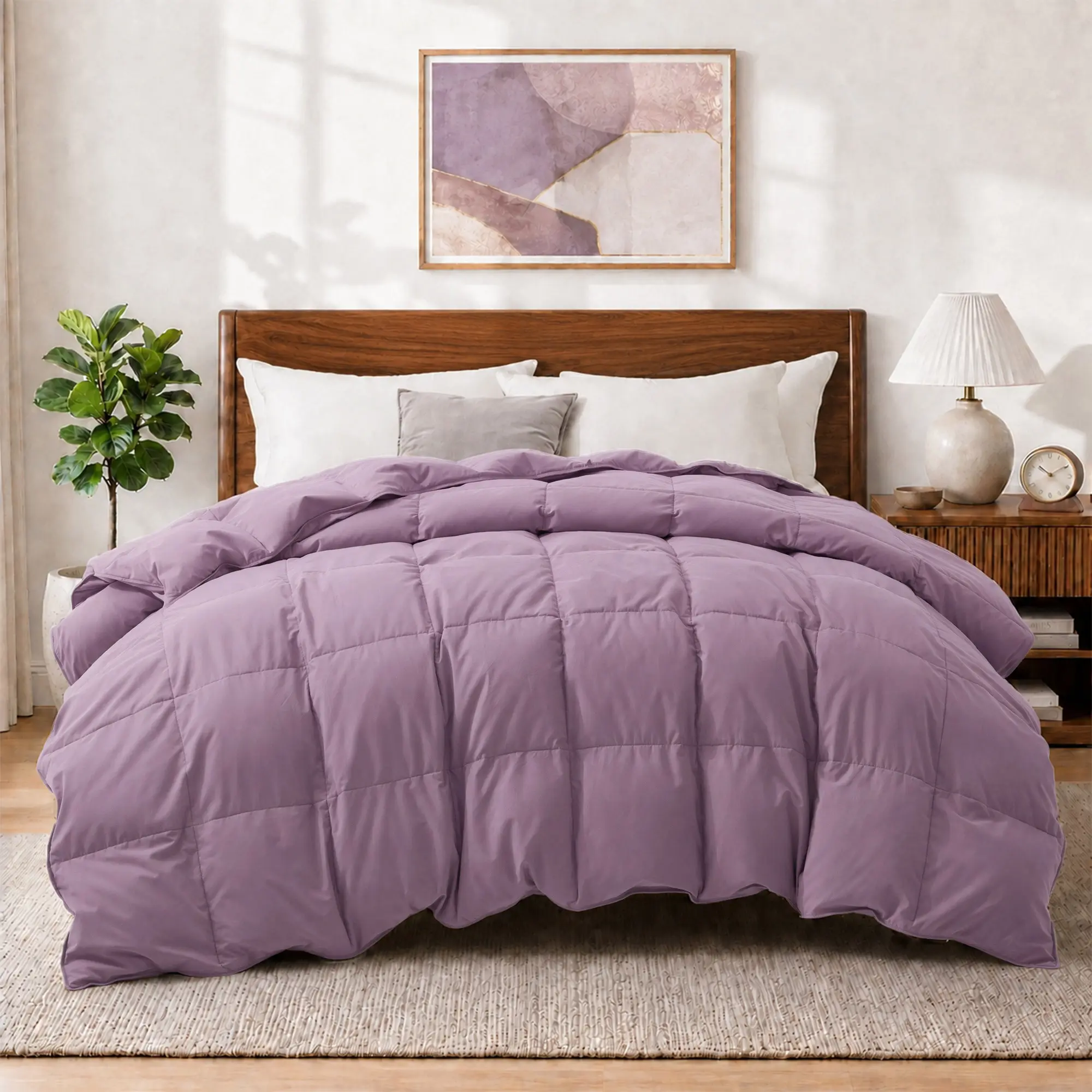 PEACE NEST All Season Fluffy Bed Duvet Insert Goose Feather Fiber Filled Warm & Lightweight Bedding Quilt Cozy Bedding for Home