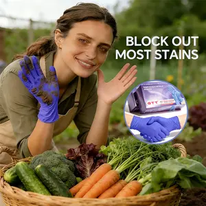 GTT 200/400Pcs Purple Nitrile Examine Gloves Disposable 5Mil Thicken Sterile Powder-Free Latex-Free Protective Gloves For Gardening Cleaning Auto Repair Indoor Environments Home Cleaning