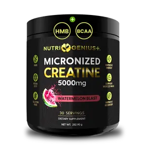 Nutri Genius Plus Micronized Creatine 5000mg Watermelon Blast Flavor with BCAA & HMB for Enhanced Muscle Recovery & Strength Support Collagen Fitness Supplement