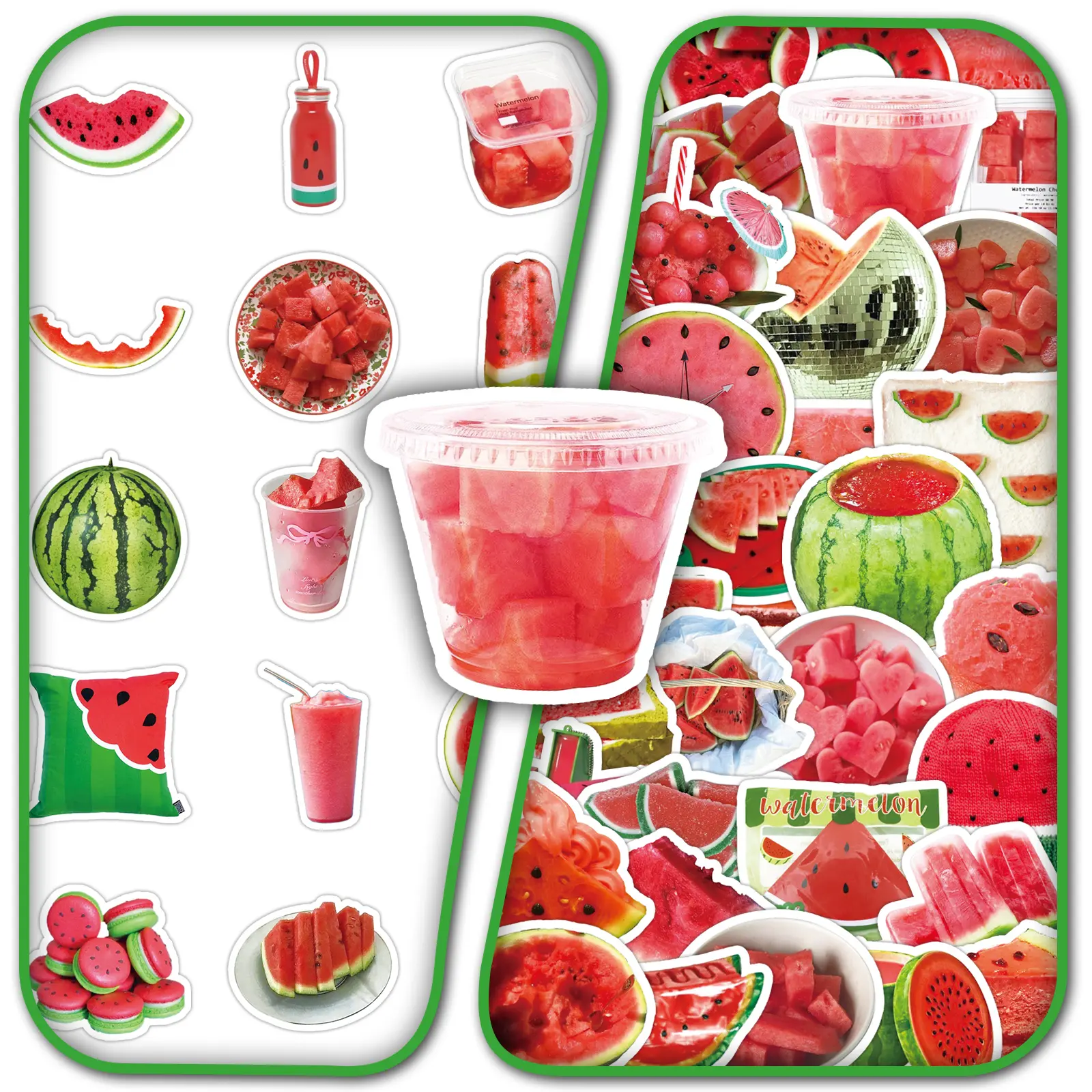 100-Piece Watermelon Sticker Set – 2 Repeating Packs of Cute Fruit Cartoon Doodles, Fun & Creative DIY Decals