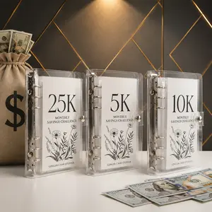 A6 12-Month Money Saving Binder,10K / 5K / 2.5K Savings Challenge, Cash Envelope Budget Planner for Home Office & Personal Use