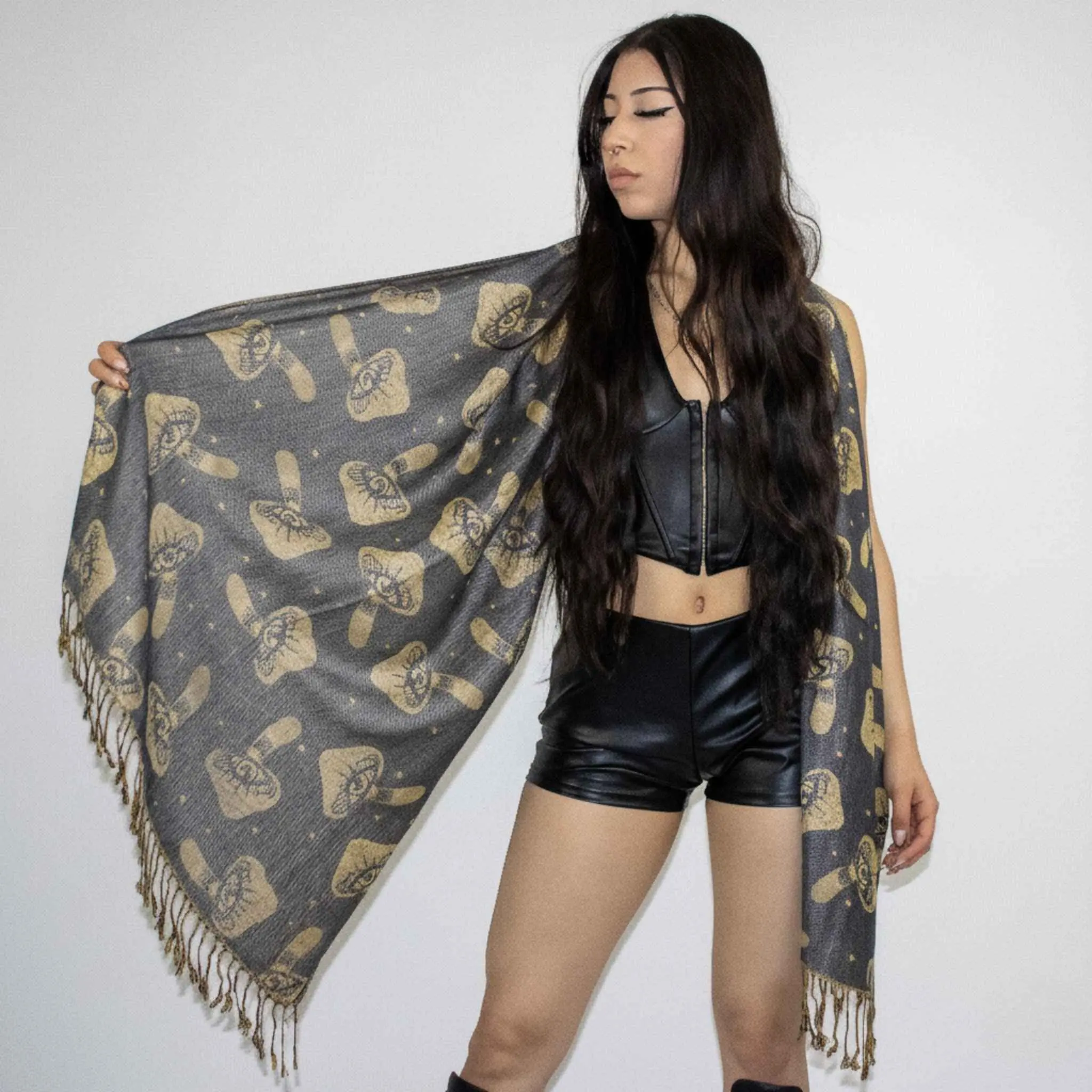 Third Eye Mushroom Rave Pashmina Scarf