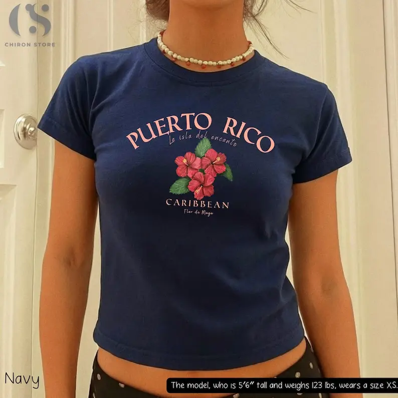 Puerto Rico Baby Tee, Boricua Pride Graphic Shirt, Island Heritage Women's Top
