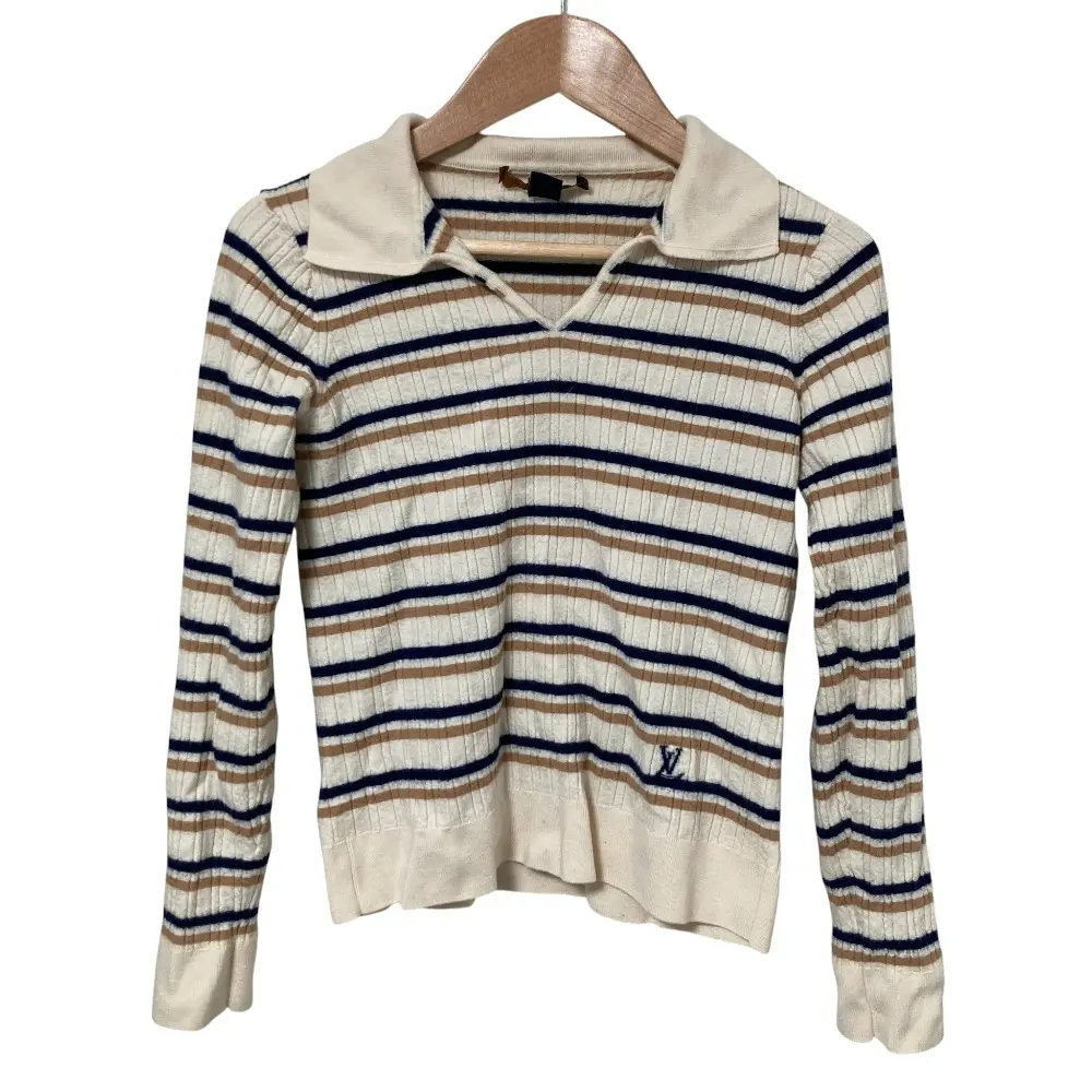 Pre-owned Louis Vuitton Cotton Small Leather Goods Striped Knit Sweater