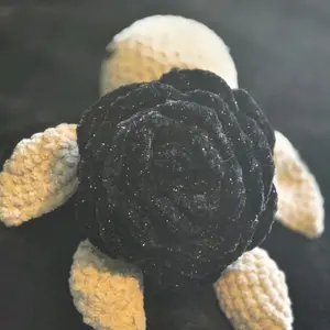 Rose Shell Turtle Crochet Handmade Turtle with Black Rose Decoration