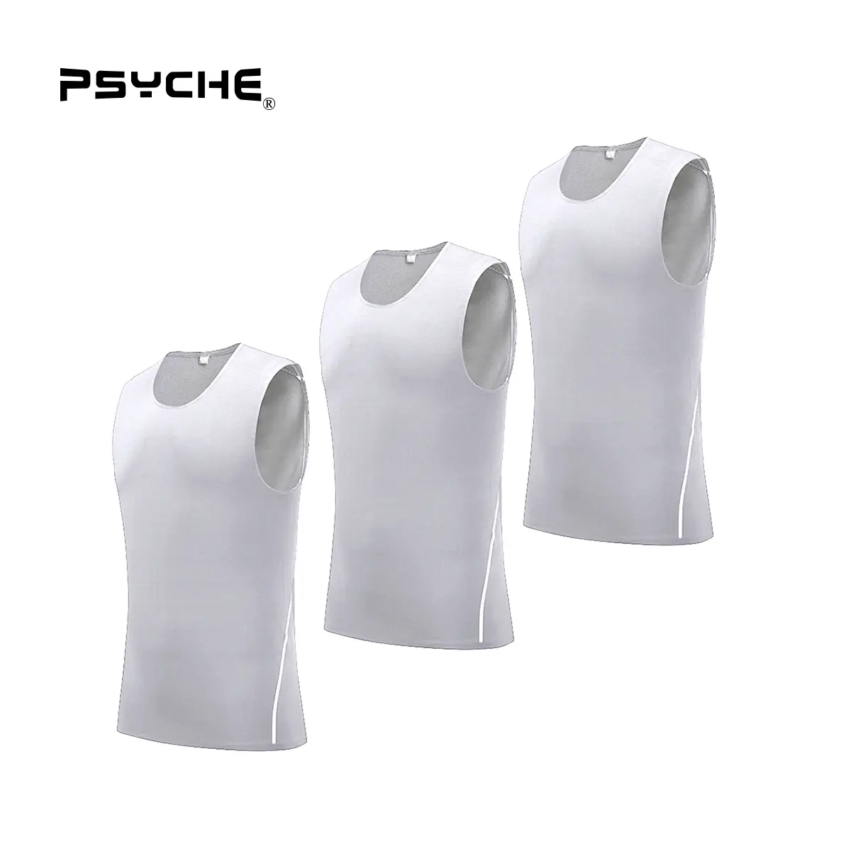 PSYCHE 3 Pack Men's Compression Shirts Sleeveless Workout Tank Top Sports Base Layer Running Basketball,Sweat-Wicking Ultra-Breathable Muscle Support