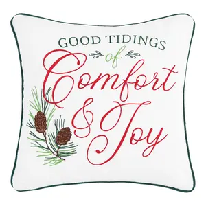 C&F Home 18" x 18" Comfort & Joy Embroidered Throw Pillow