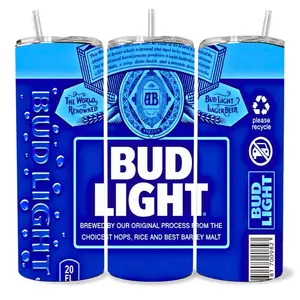 Bud  Light 20  oz Tumbler - BPA Free, stainless steel, Leak proof, durable, with clear lid