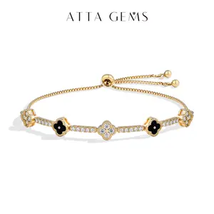 ATTAGEMS Lucky Lab-Created Moissanite Bracelet for Women Real S925 Sterling SIlver Daily Wear Jewelry Gift for Her B048