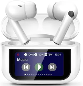 Smart Earphones with Touchscreen, Touch Screen Earbuds, 13 Functions Wireless Headphones Bluetooth 5.4, Touch Buds with LED Screen, ANC/ENC Noise Cancelling, 40H Playtime, for iOS Android
