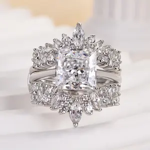 Effinny Jewelry Princess Cut 3.0ct Insert Wedding Ring Set, S925 Sterling Silver, 5A Cubic Zirconia Promise Ring, Bridal Set Rings,Anniversary Ring for Women Outdoorfun