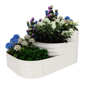 GARVEE Elevated 3-Tier Galvanized Raised Garden Bed Kit – Large Open-Base Planter Box for Vegetables, Herbs & Flowers – Deep, Expandable Design & Easy Snap Assembly – Rust-Proof, Durable – Perfect for Family Gardening – Backyard, Patio, Balcony