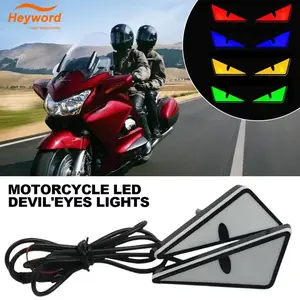 2pcs Motorcycle License Plate Lights Dual Color LED Devil Eye Lights, Turn Signal Flashing Light, Triangle Tail Light Car Decoration Lamp