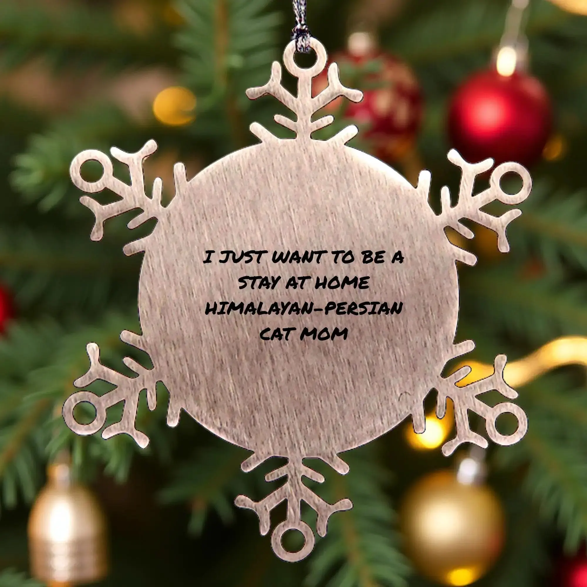 Himalayan-Persian Cat Mom Christmas Snowflake Ornament, Funny Gift Idea for Cat Lovers, Snowflake Decoration Shatterproof Stainless Steel