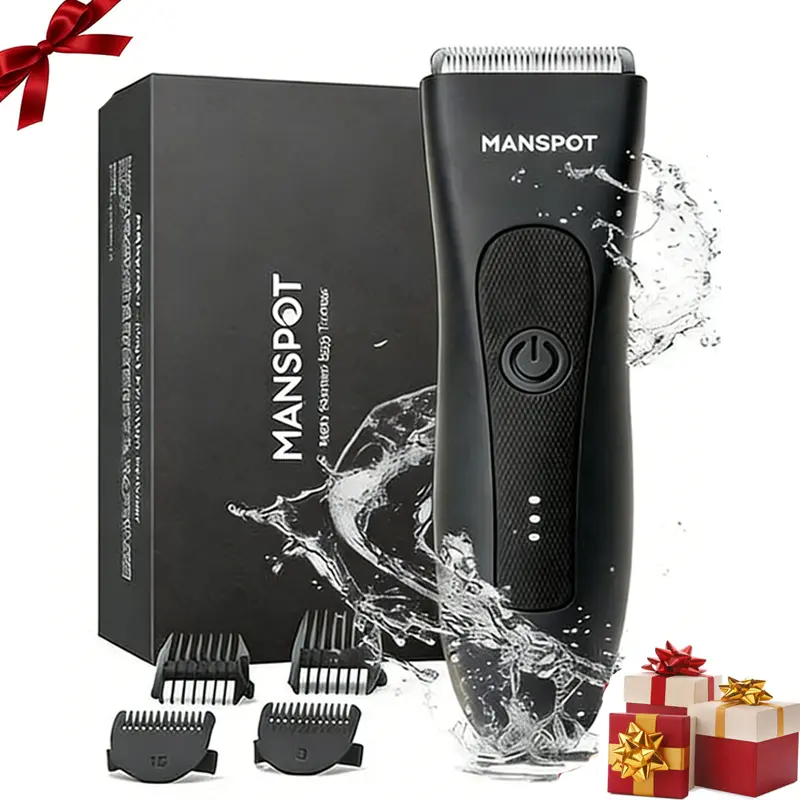 MANSPOT Manscape Groin & Body Hair Trimmer for Men, Electric Pubic Shaver，Replaceable Ceramic Blade, Ball Razors for Men, Manscape Kit with 4 Guards, IPX7 Waterproof, Wet/Dry Use, 90-Minute Shaving