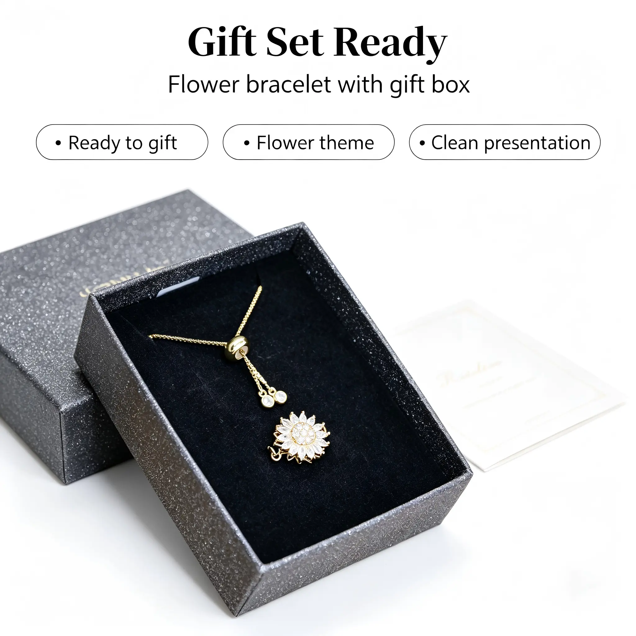 Women's Adjustable Spinning Sunflower Fidget Bracelet - 7"-9" Gold Plated, Sparkling Cubic Zirconia, Tiny Sensory Wrist Jewelry for Women, Non-Tarnish Minimalist Accessory, Meaningful Stylish Gift, Non Tarnish Jewelry