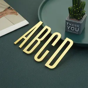 Golden Metal House Number with Magnets, 7cm English Alphabet Letters for Apartment Door Plate & Mailbox, Stylish Number Stickers, Signage Decor Metallic Magnetic