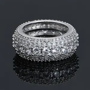 【V26】10MM 3 Colors Hiphop Rings For Men Women Iced Out Anniversary Bling five-row Men Women Rings for party Anniversary birthday Gift springtok springtok
