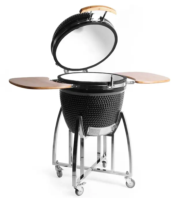 KoKoMo 21-Inch Modern Ceramic Kamado Barbecue Grill with Cover - Sturdy Thick Construction, Ash-Handling Design, Adjustable Airflow Vents, 200°F-700°F Temp Range, Thermometer for Baking, Smoking, Family Outdoor Kitchen Use