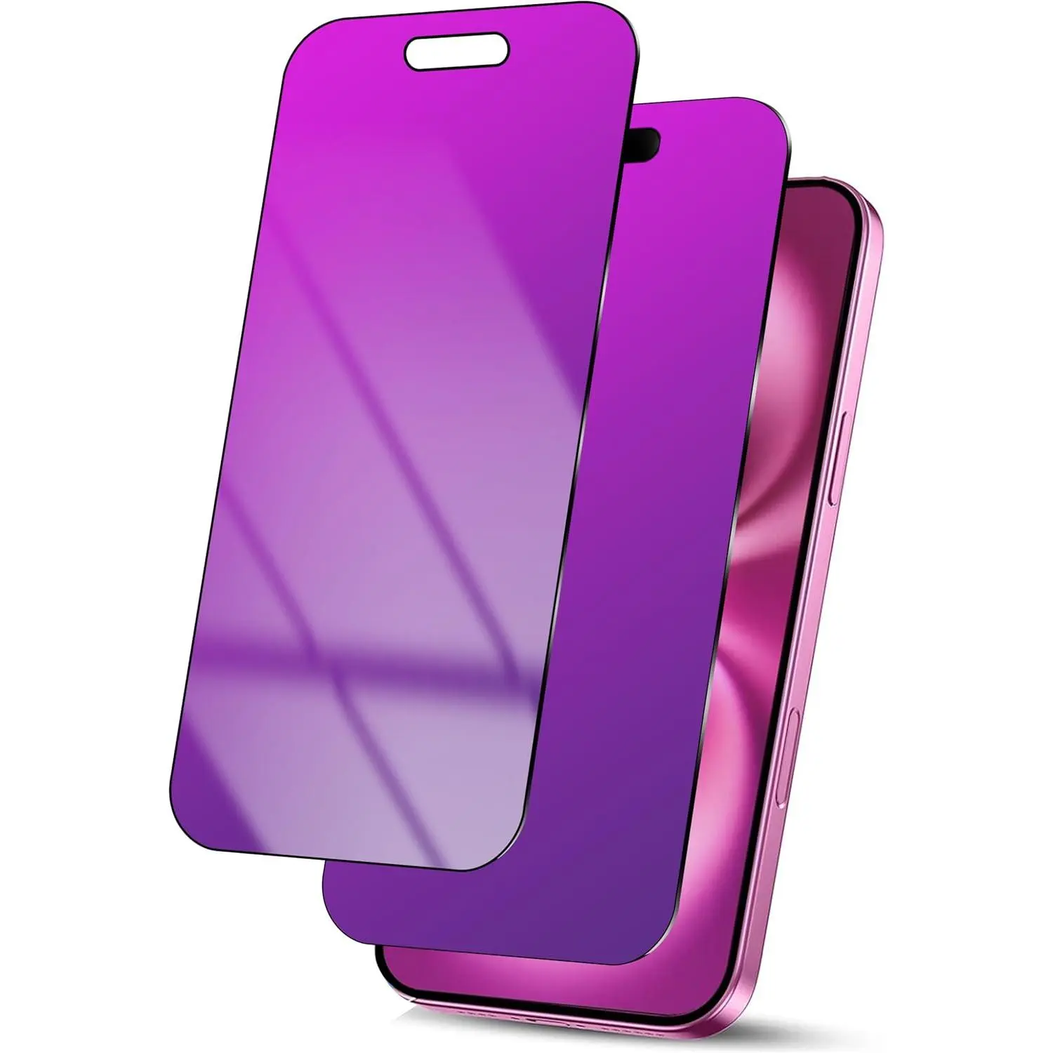 2 Pack Gradient Tempered Glass for  16  Screen Protector for iPhone16 25? Anti-Spy Anti Blue Ligh Anti-Scratch Film with Installation Frame (6.1 inch Purple)